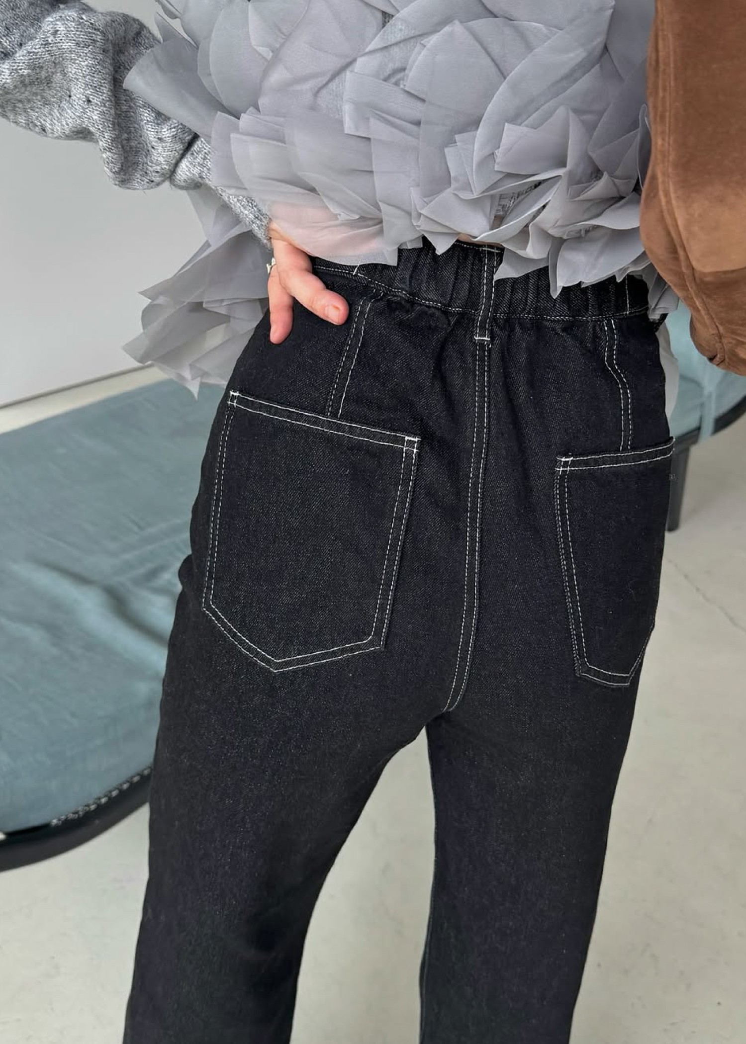 elastic waist more high denim PT