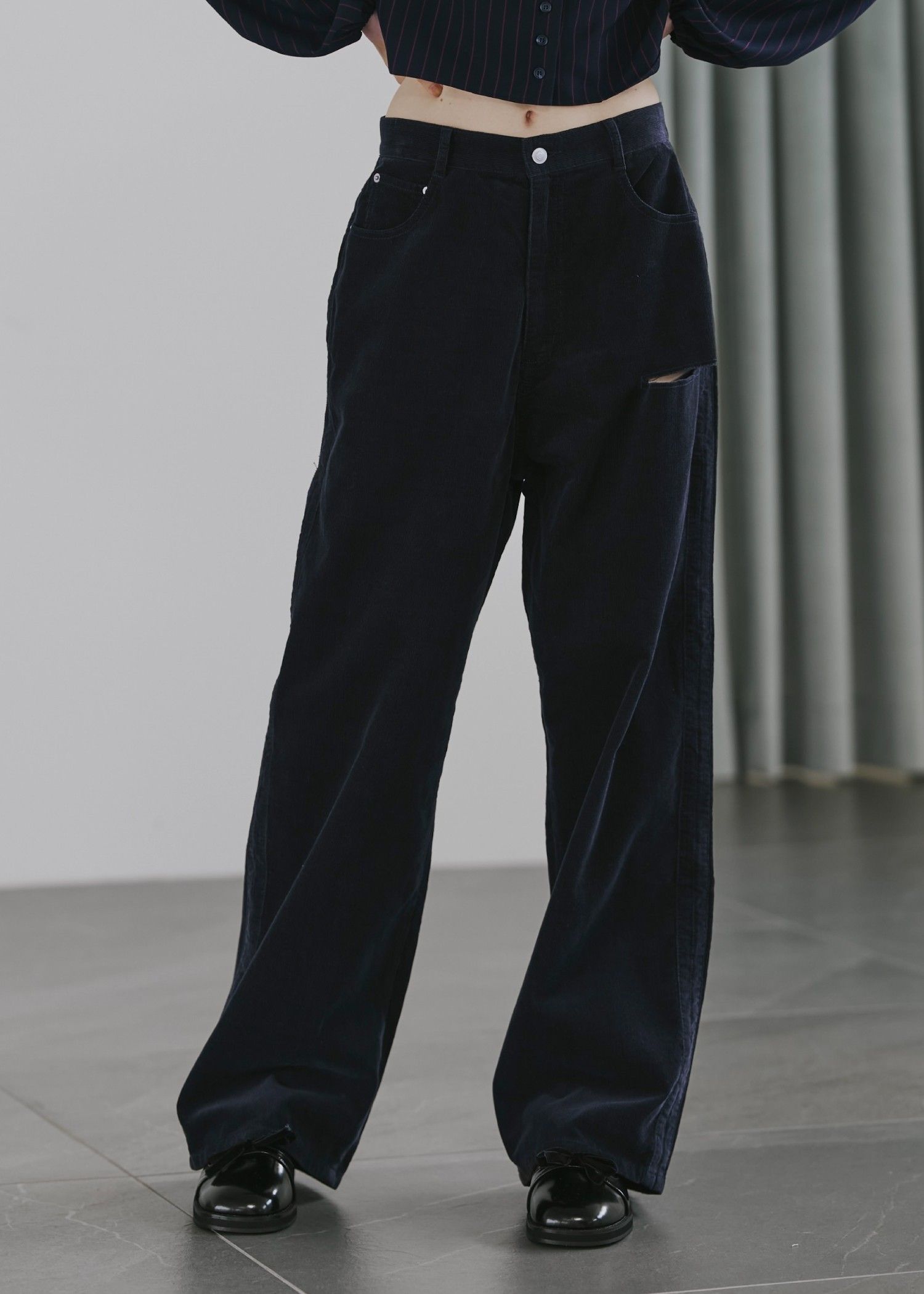 corduroy loose asymmetry notch PT