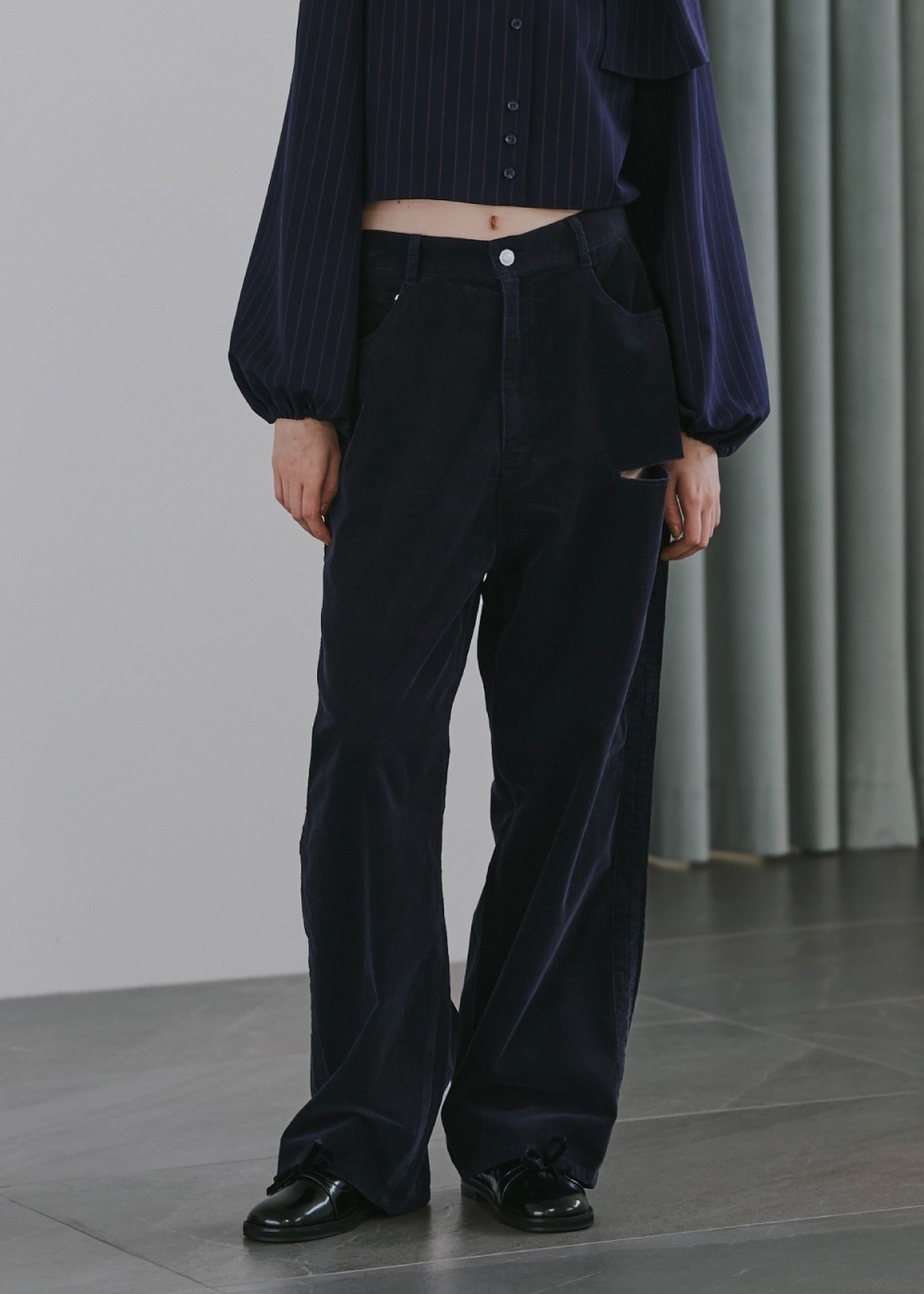 corduroy loose asymmetry notch PT