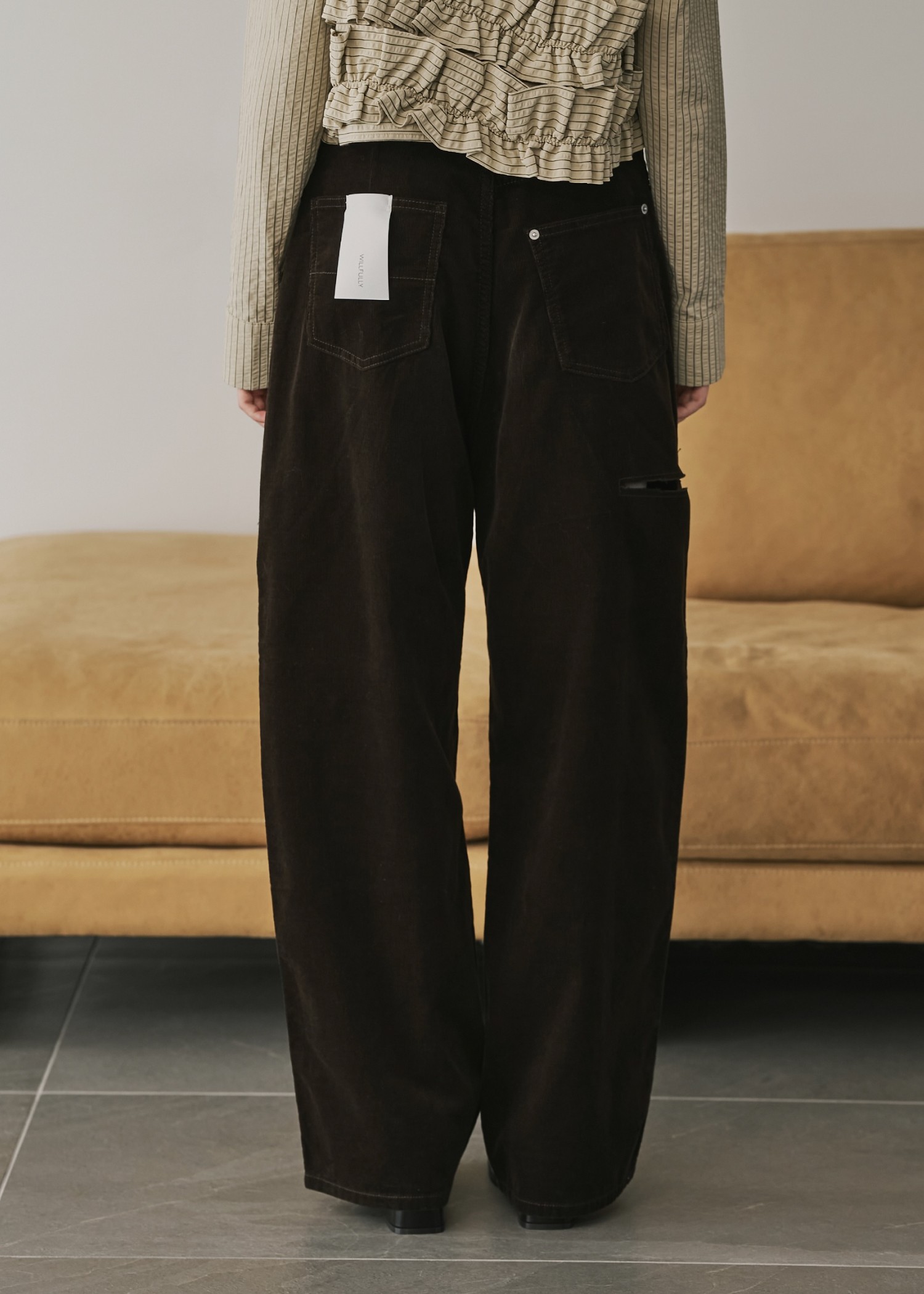 corduroy loose asymmetry notch PT