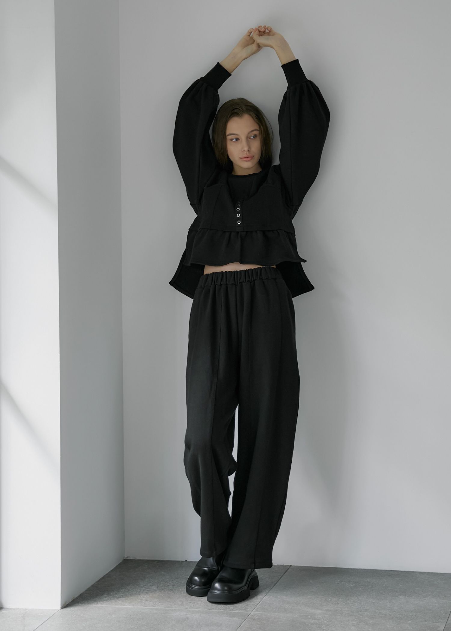 waist gather wide panel sweat PT