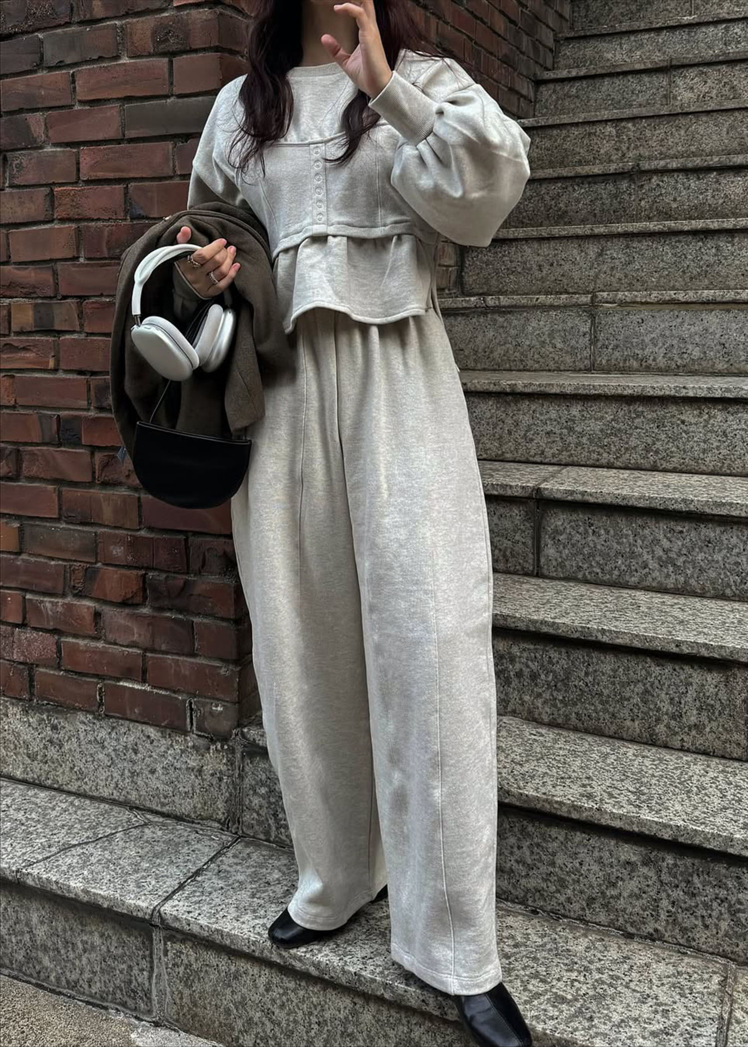 waist gather wide panel sweat PT