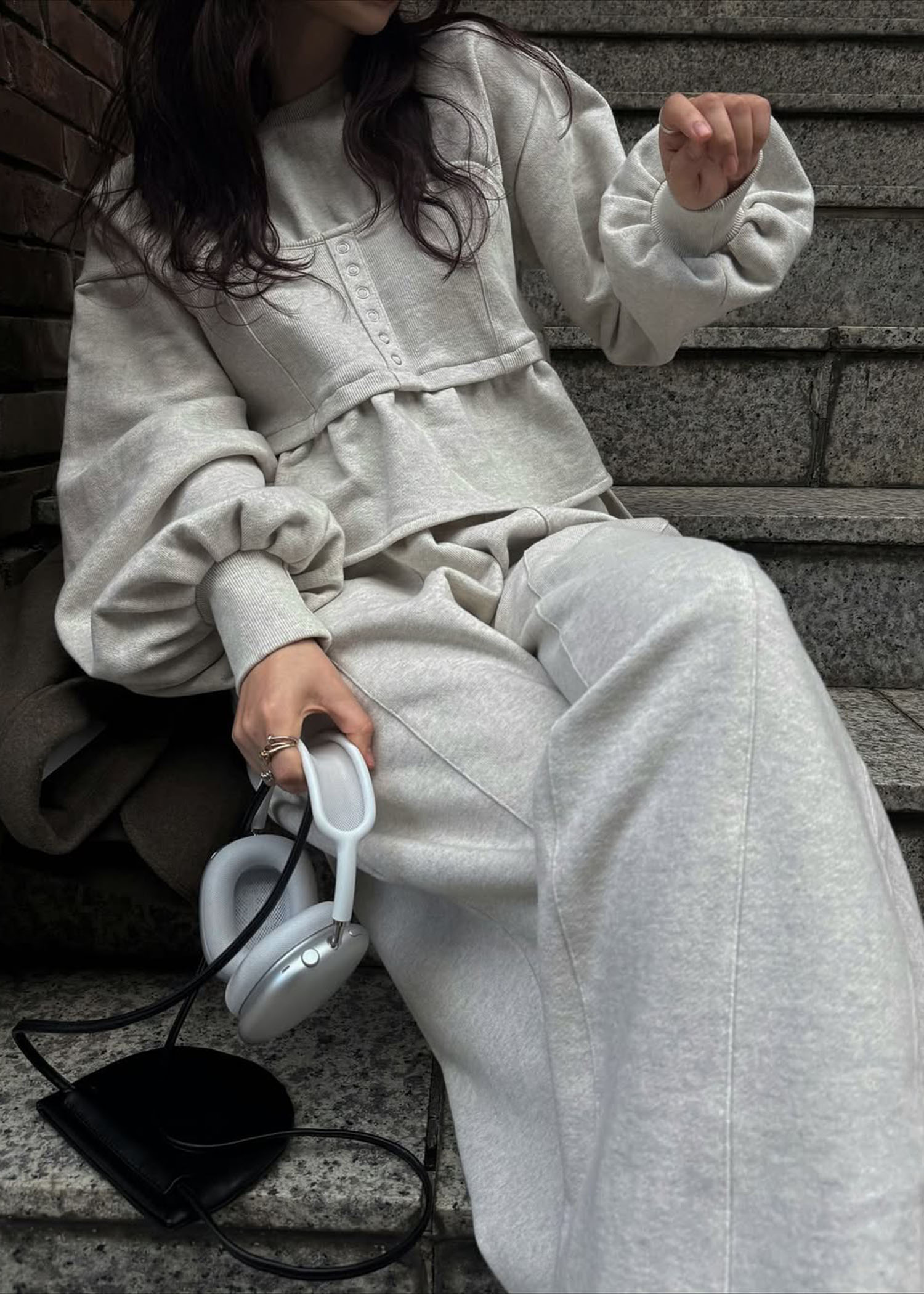 waist gather wide panel sweat PT