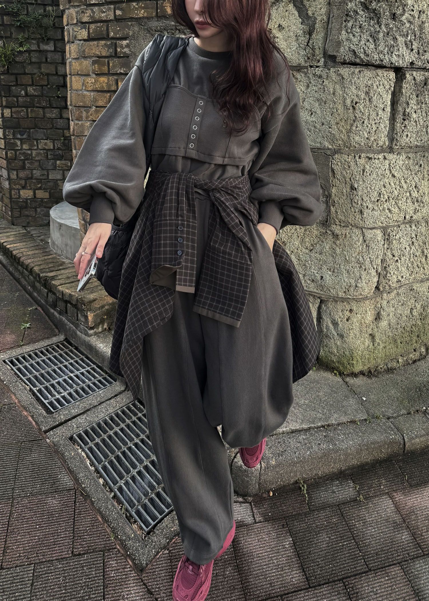 waist gather wide panel sweat PT