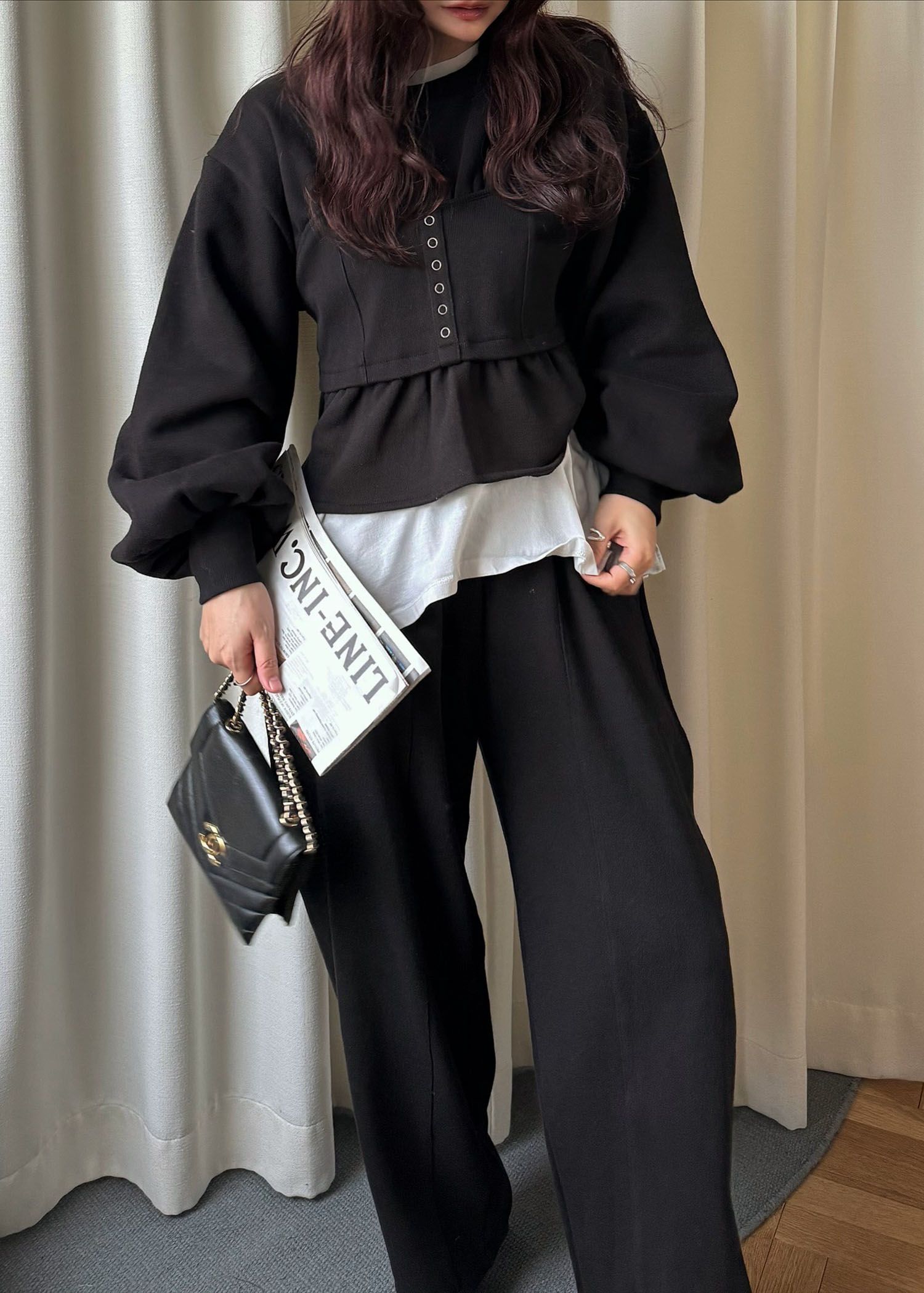 waist gather wide panel sweat PT