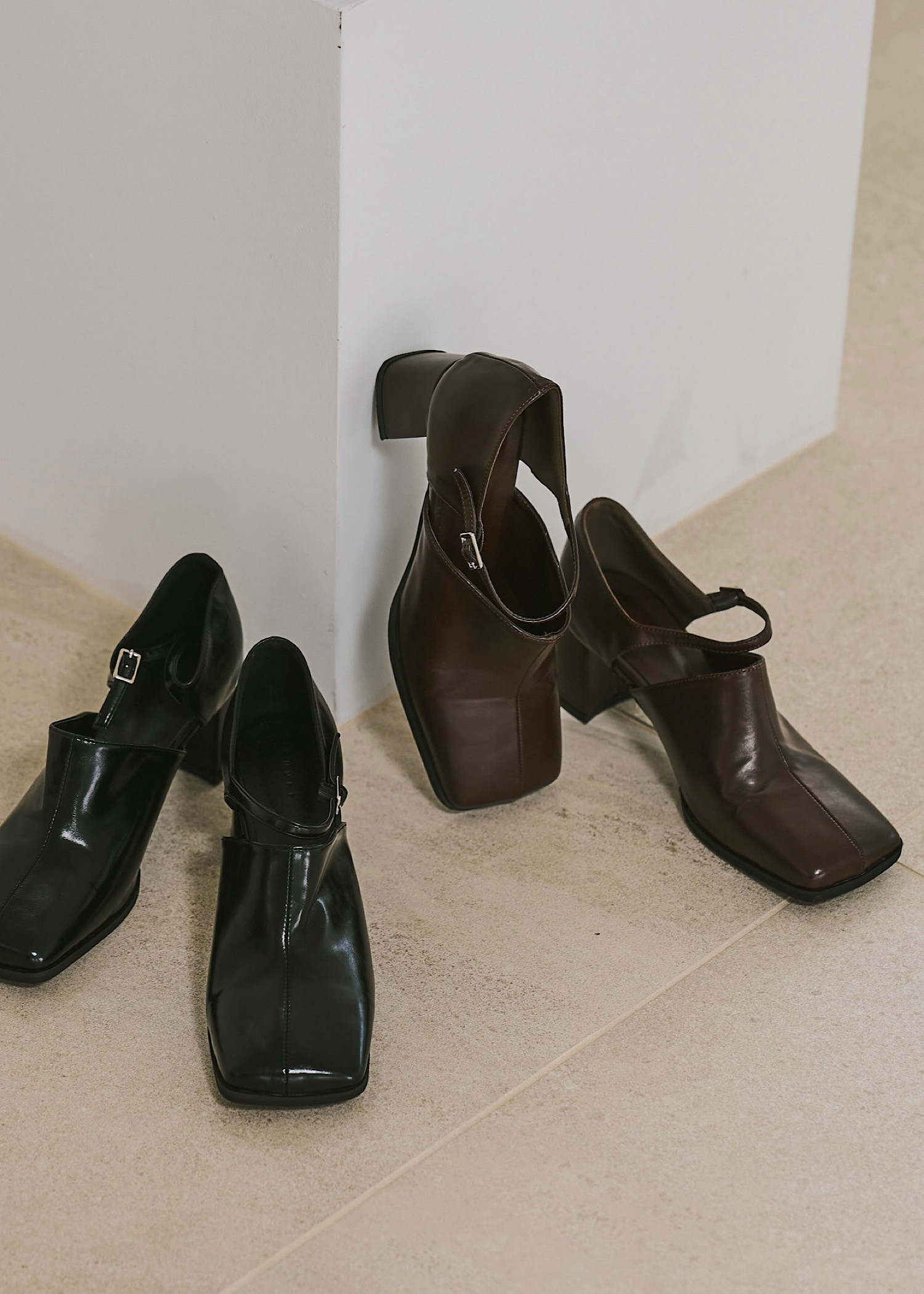 wide square strap pumps