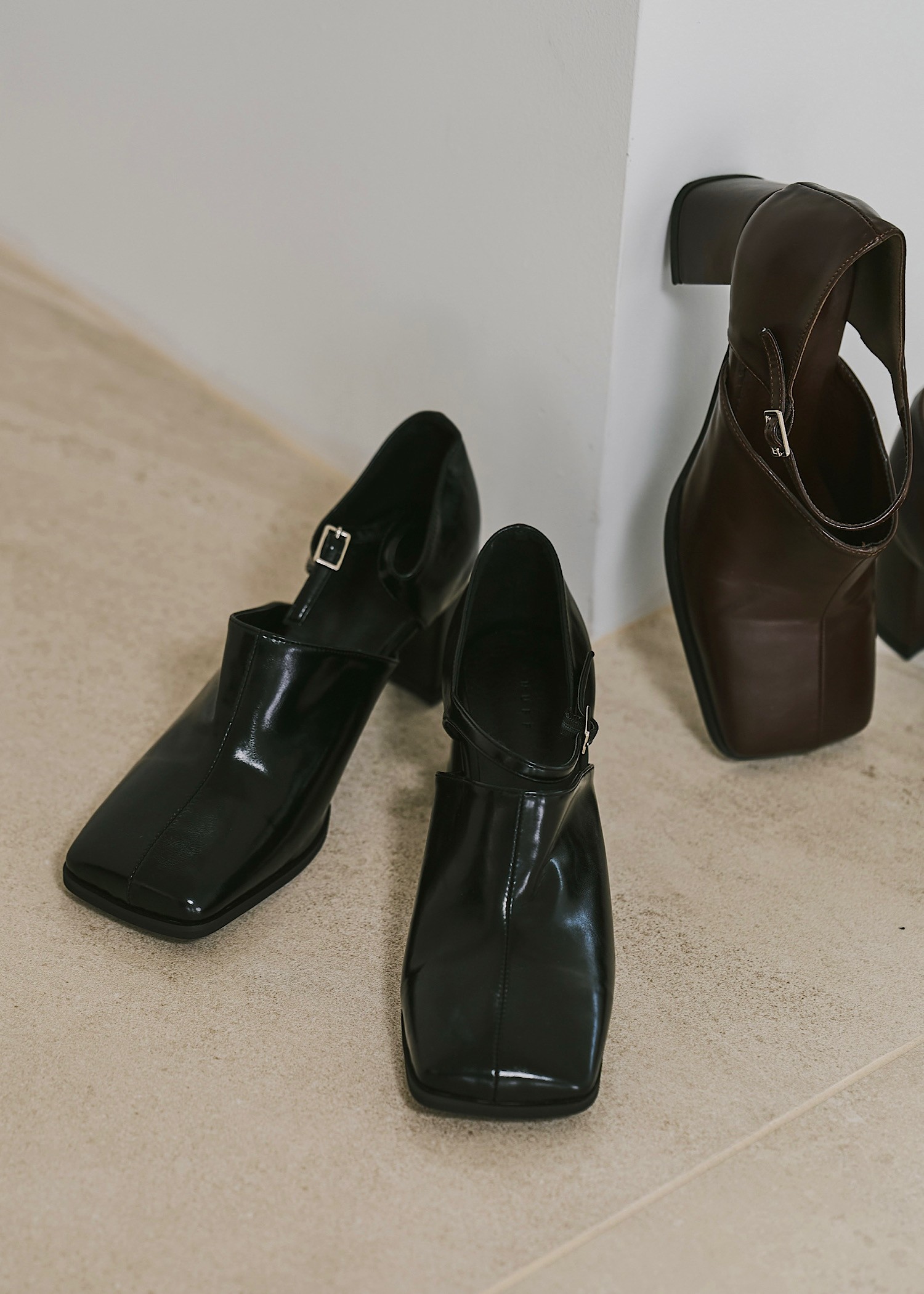 wide square strap pumps