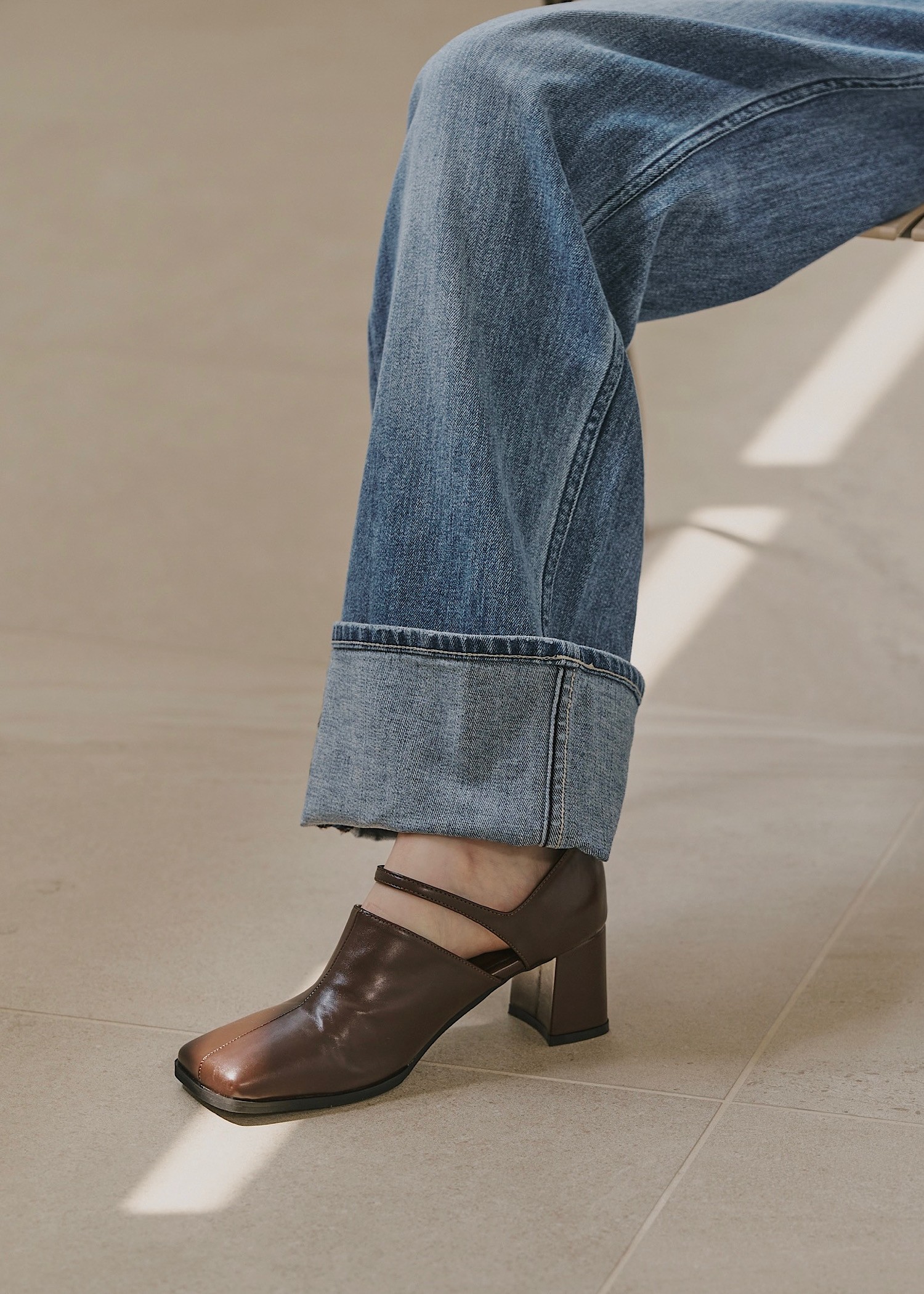 wide square strap pumps