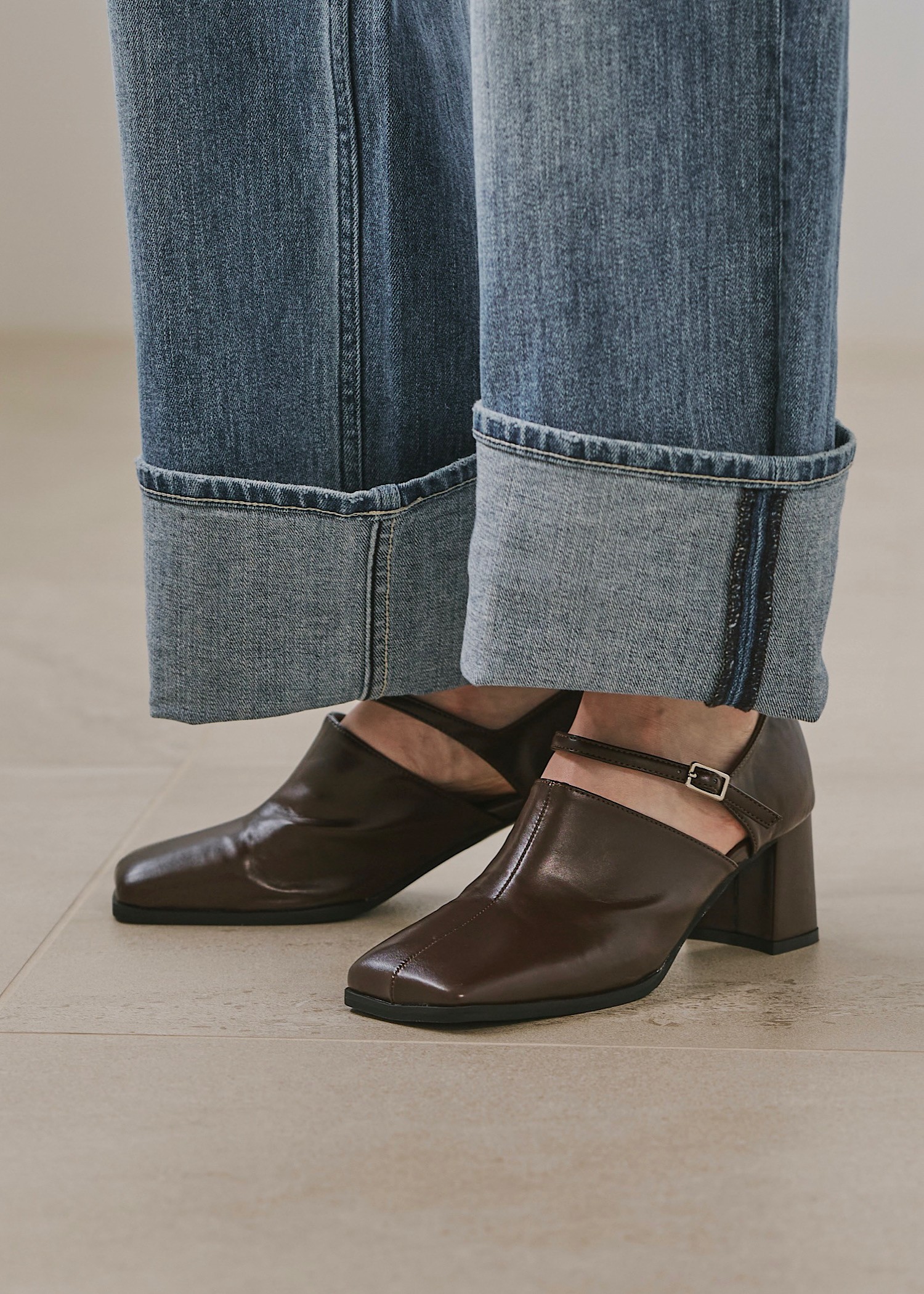 wide square strap pumps