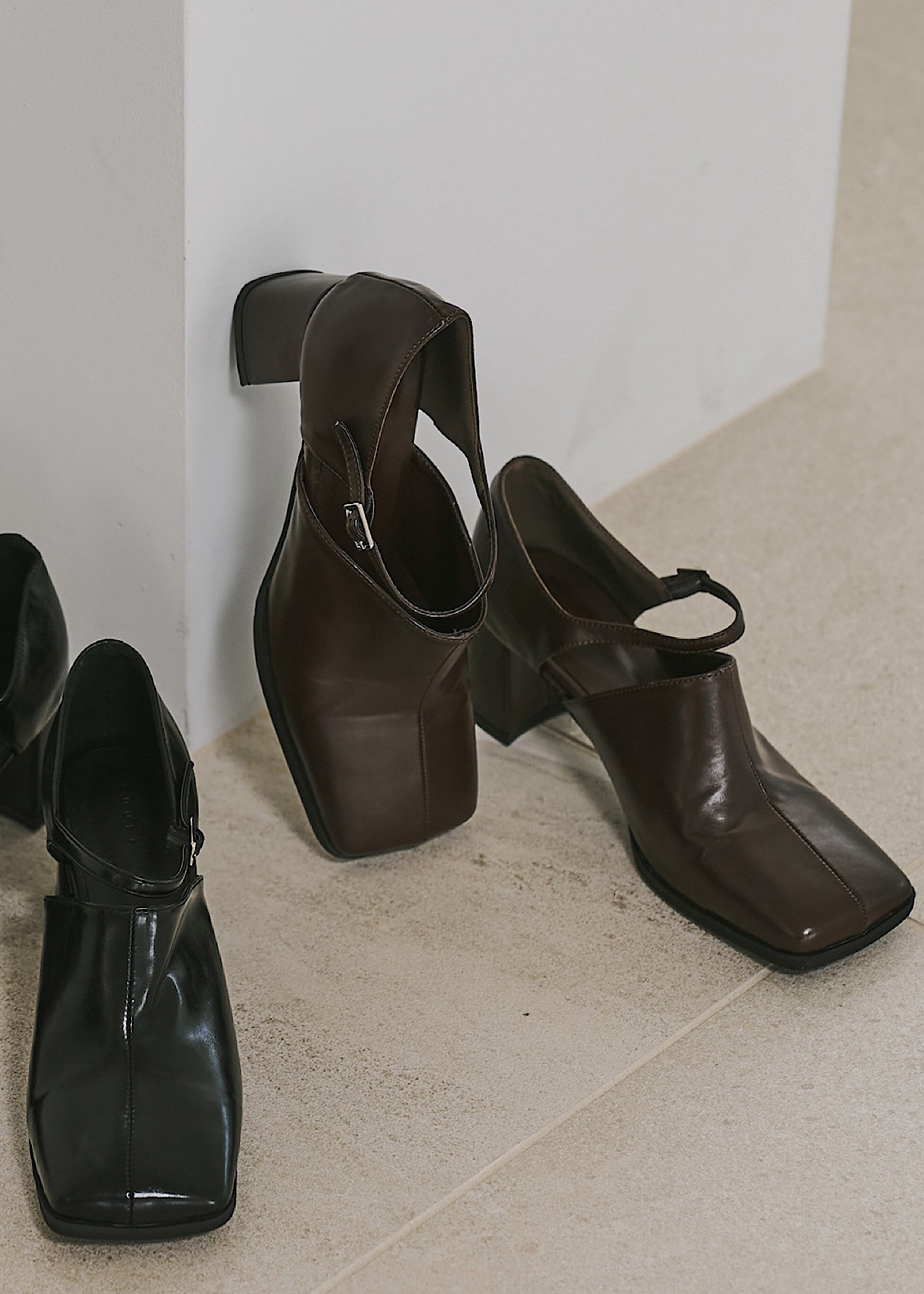 wide square strap pumps