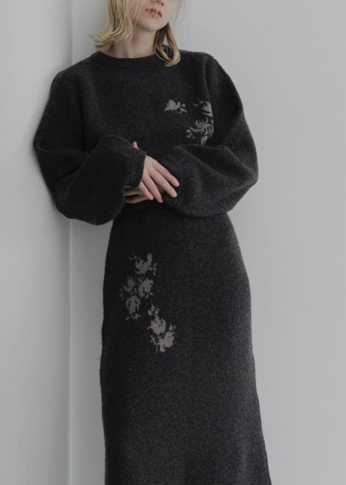 flower jacquard pencil knit SK