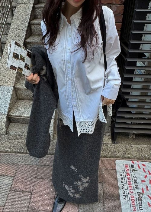 flower jacquard pencil knit SK