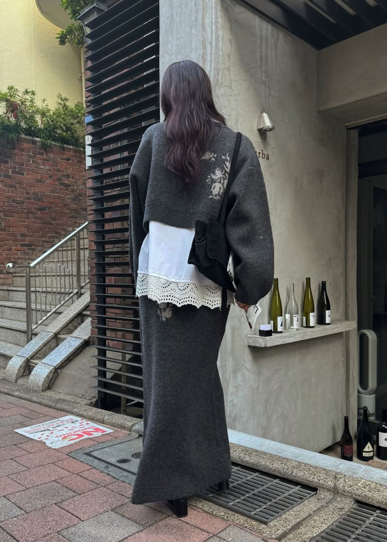 flower jacquard pencil knit SK