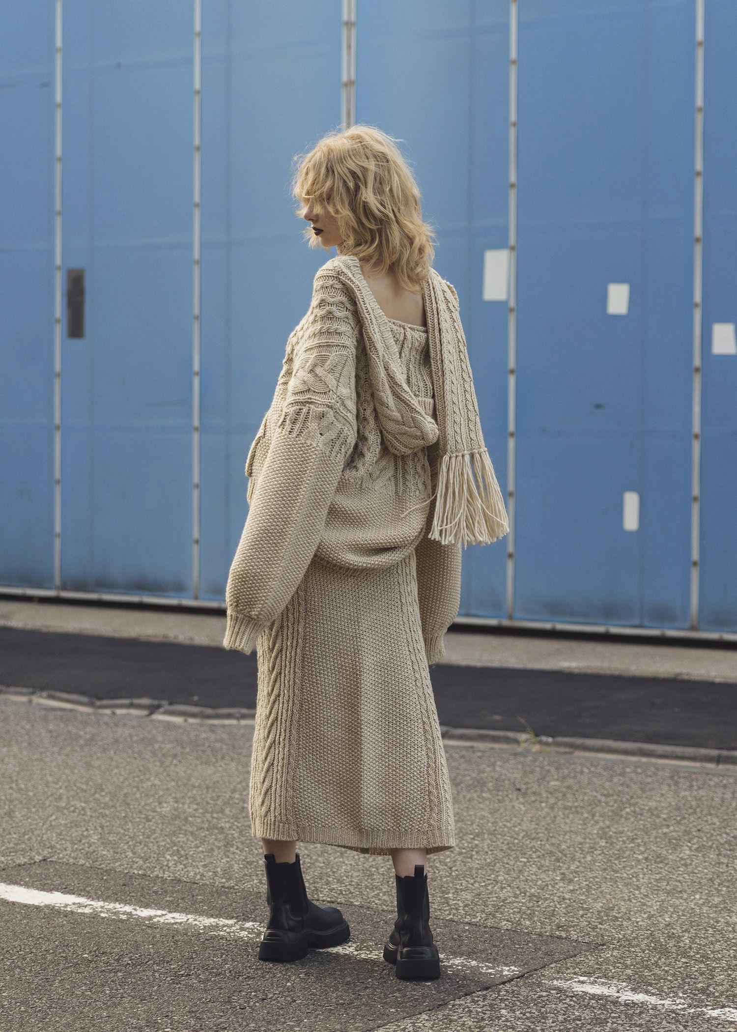 side cable coarse knit pencil SK