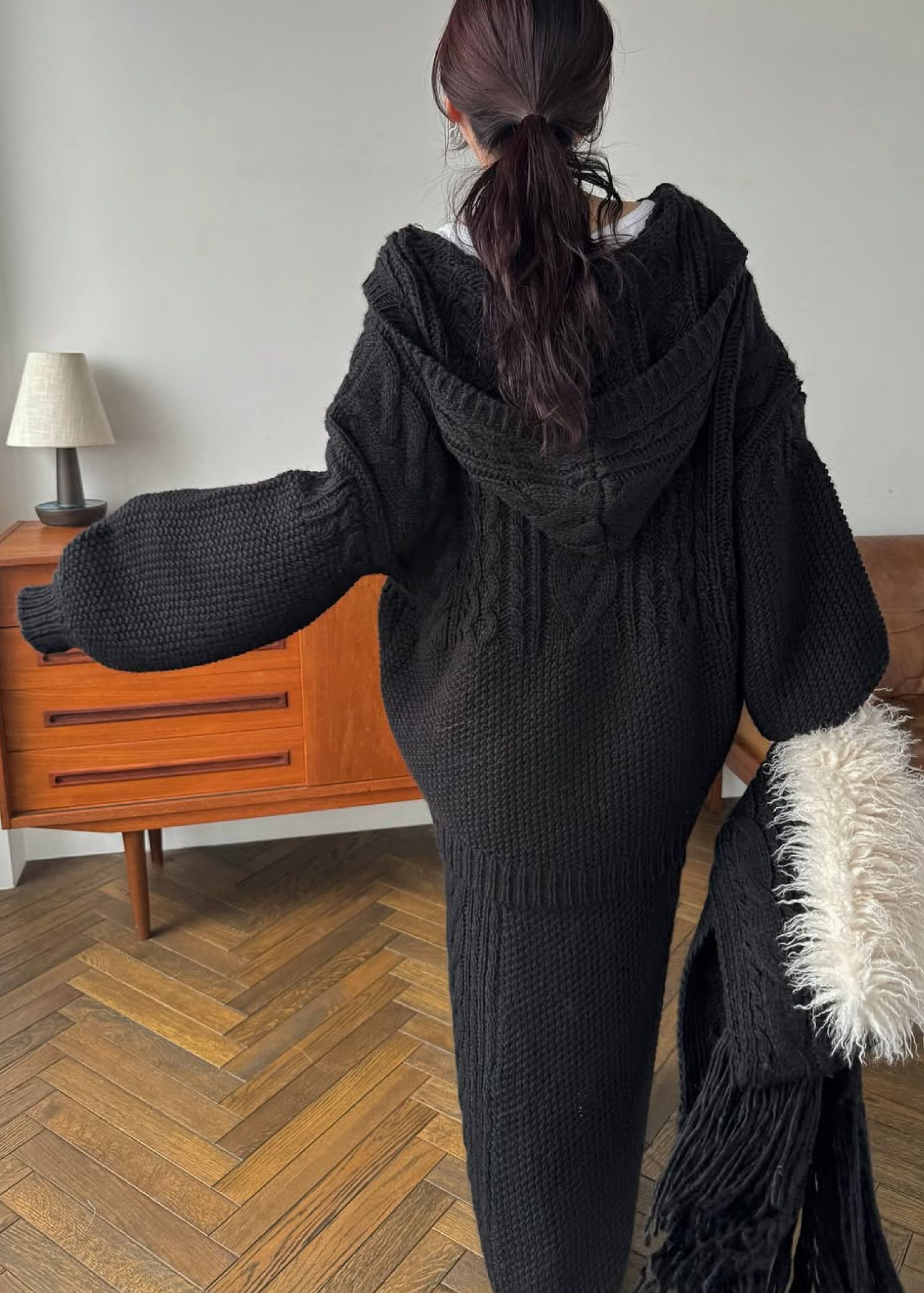 side cable coarse knit pencil SK