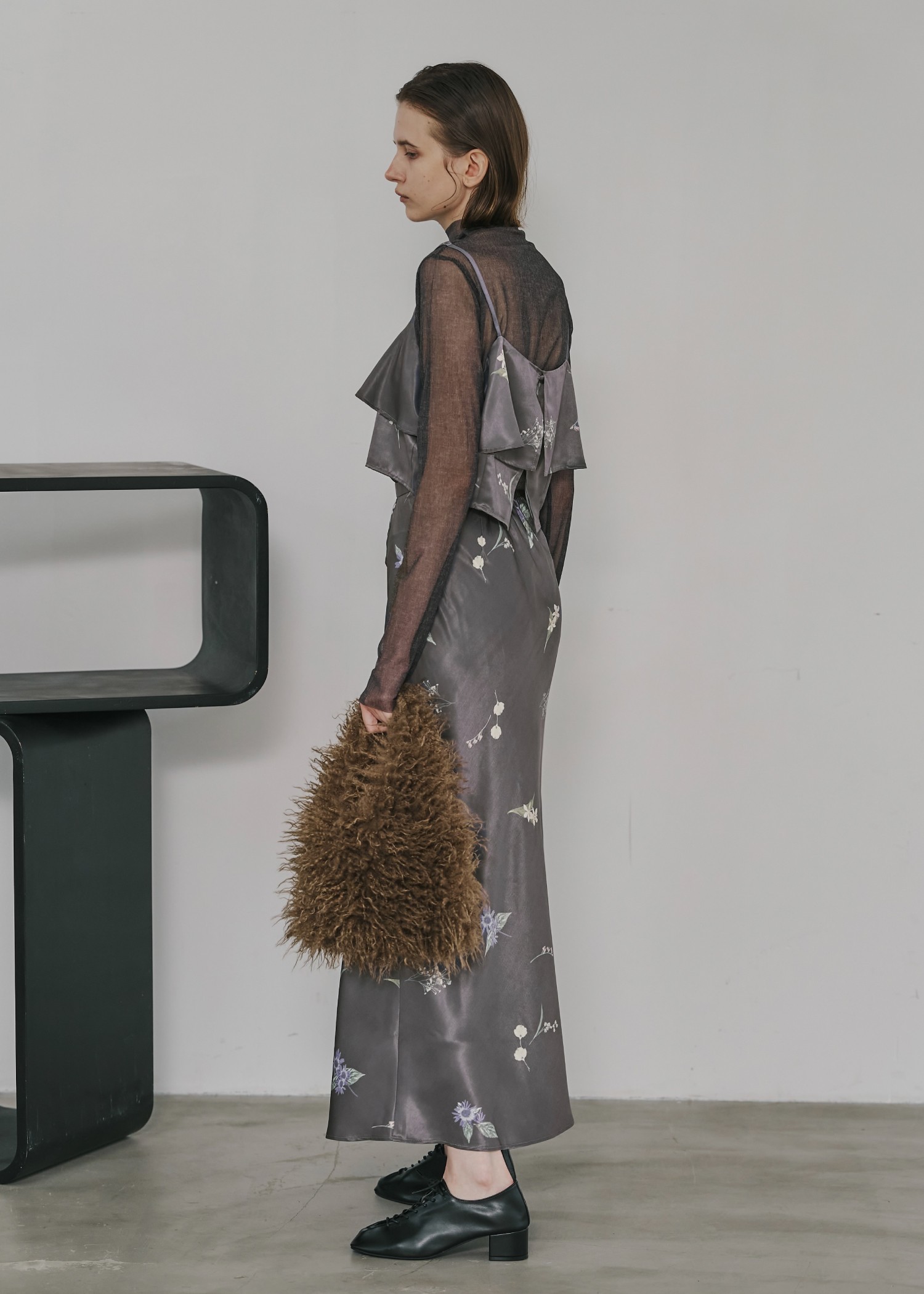 multi flower print bustier skirt SET UP