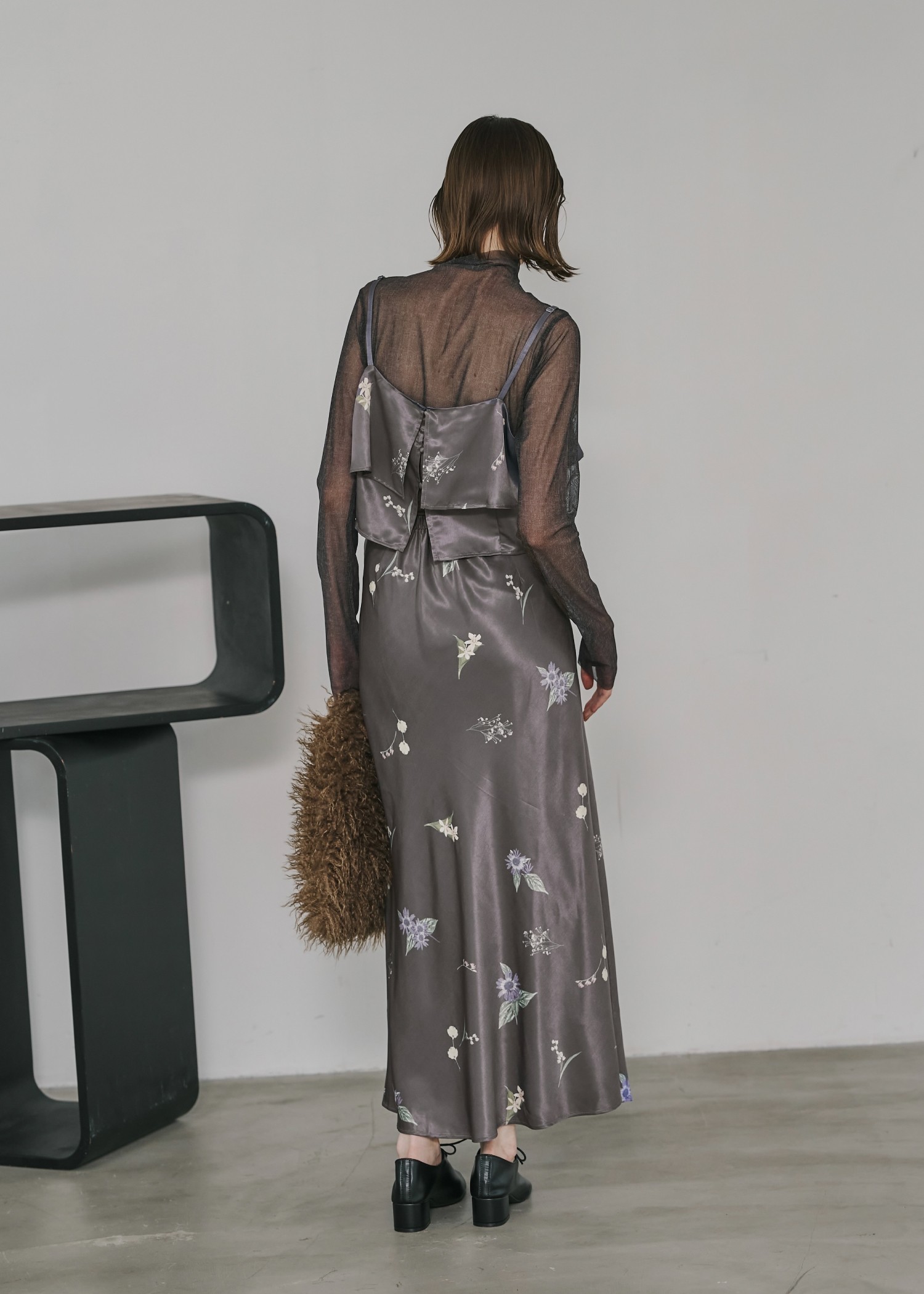 multi flower print bustier skirt SET UP