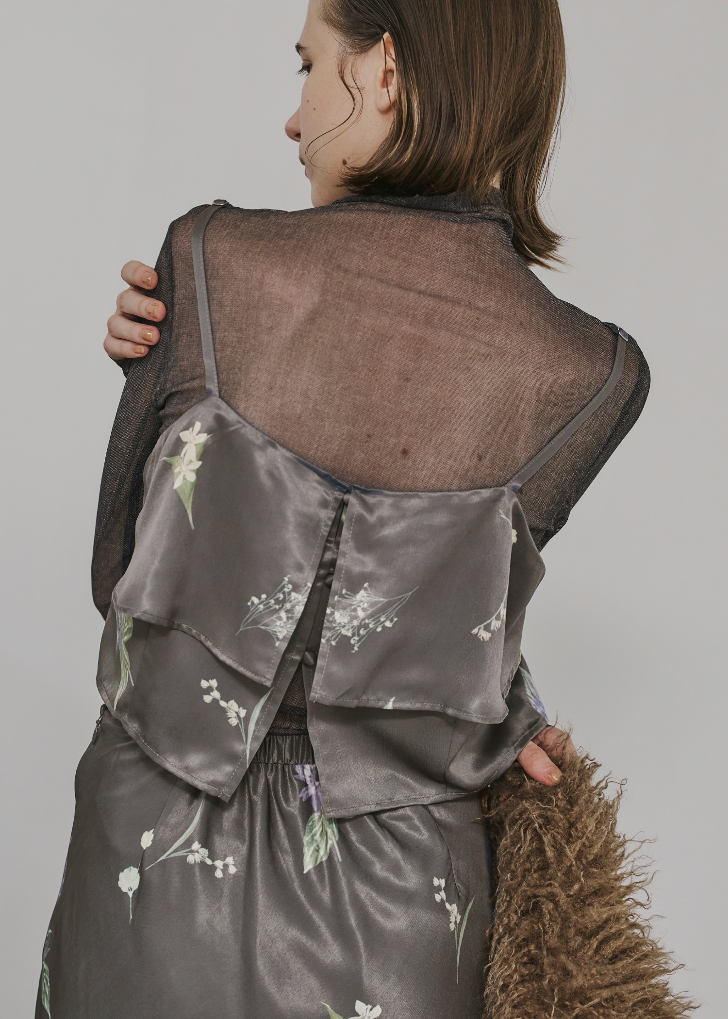 multi flower print bustier skirt SET UP