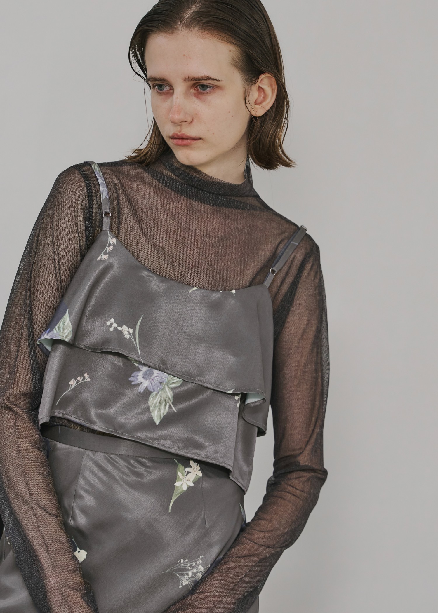 multi flower print bustier skirt SET UP