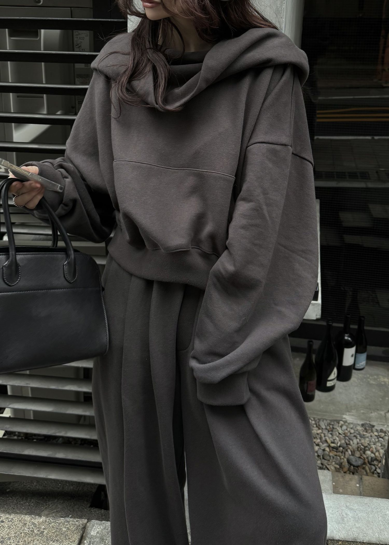 off shoulder cropped hoodie sweat