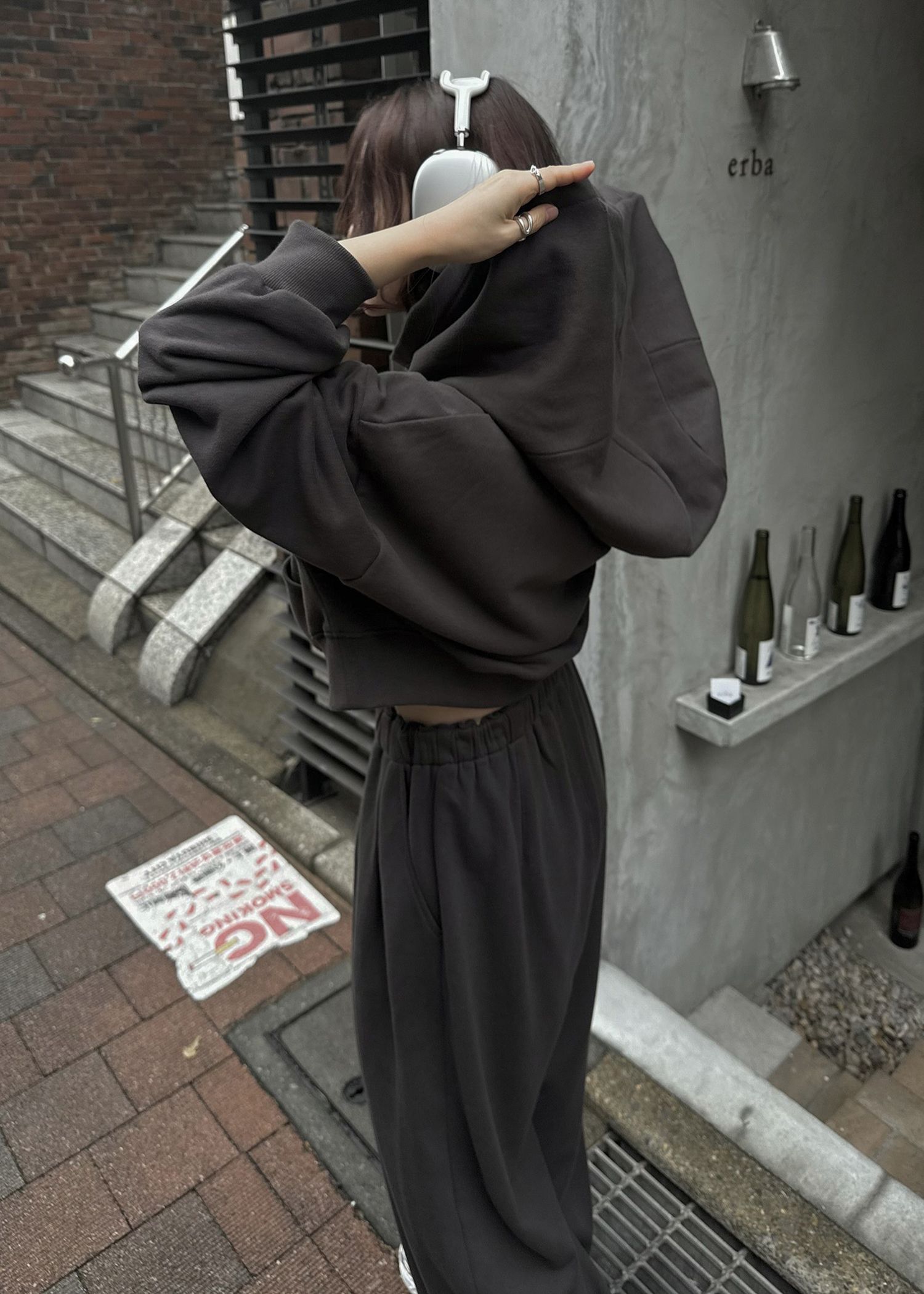 off shoulder cropped hoodie sweat