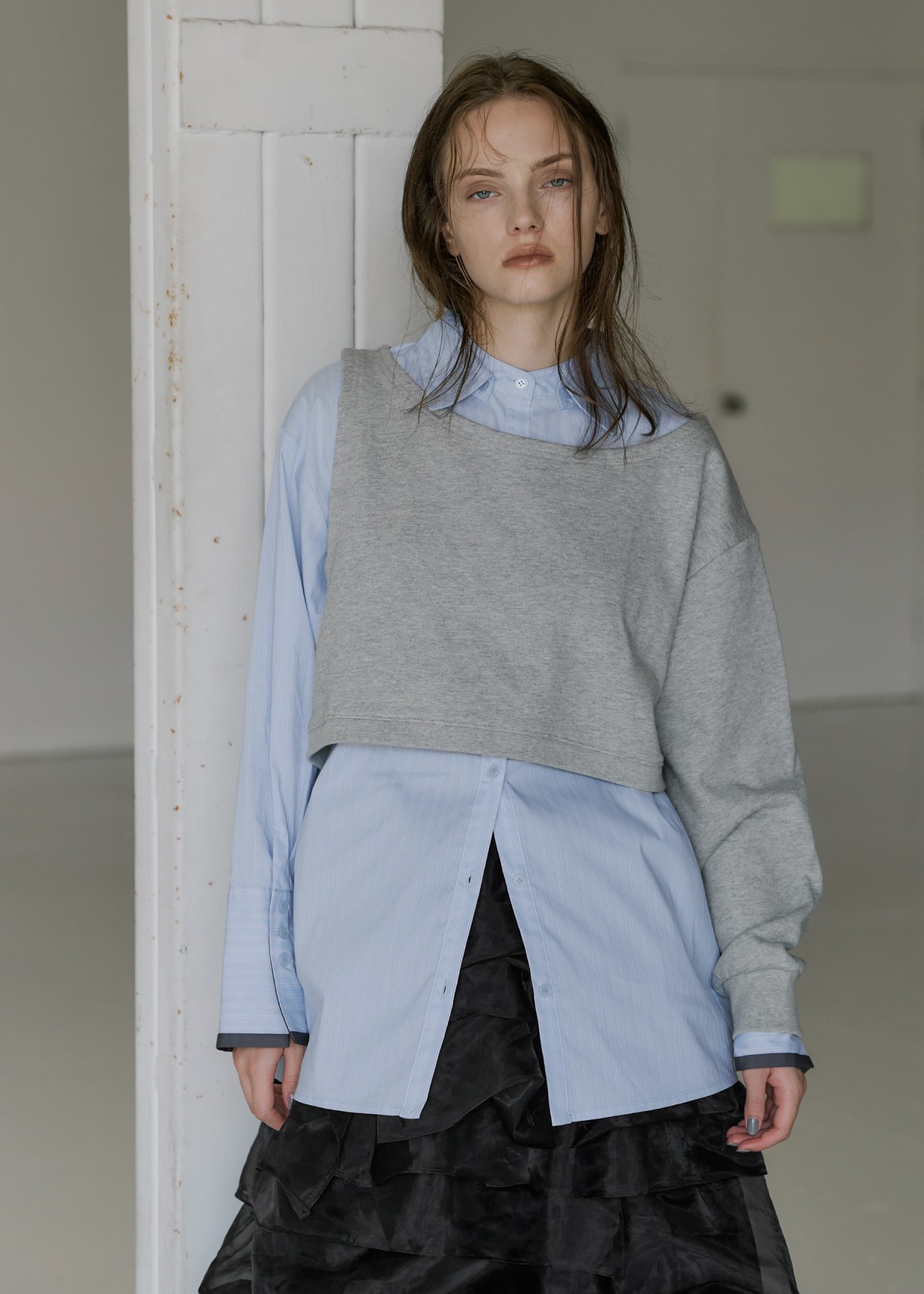 asymmetry 2 piece layered sweat