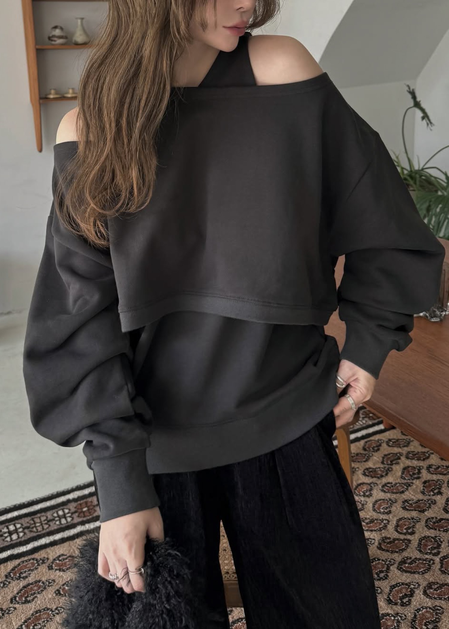 asymmetry 2 piece layered sweat