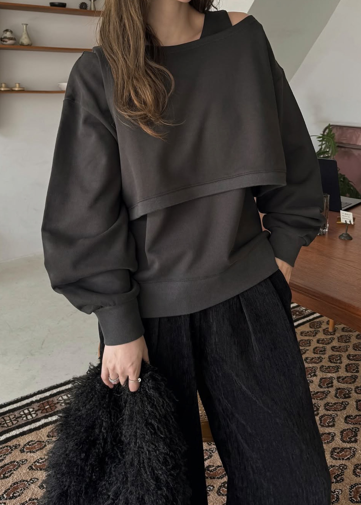 asymmetry 2 piece layered sweat