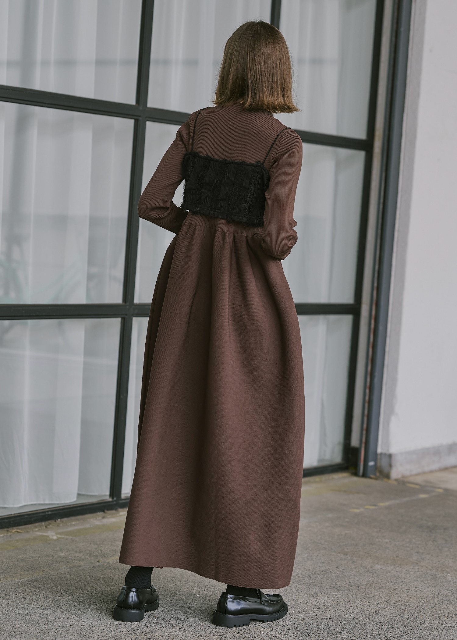 fringe tulle stripe 2way camisole