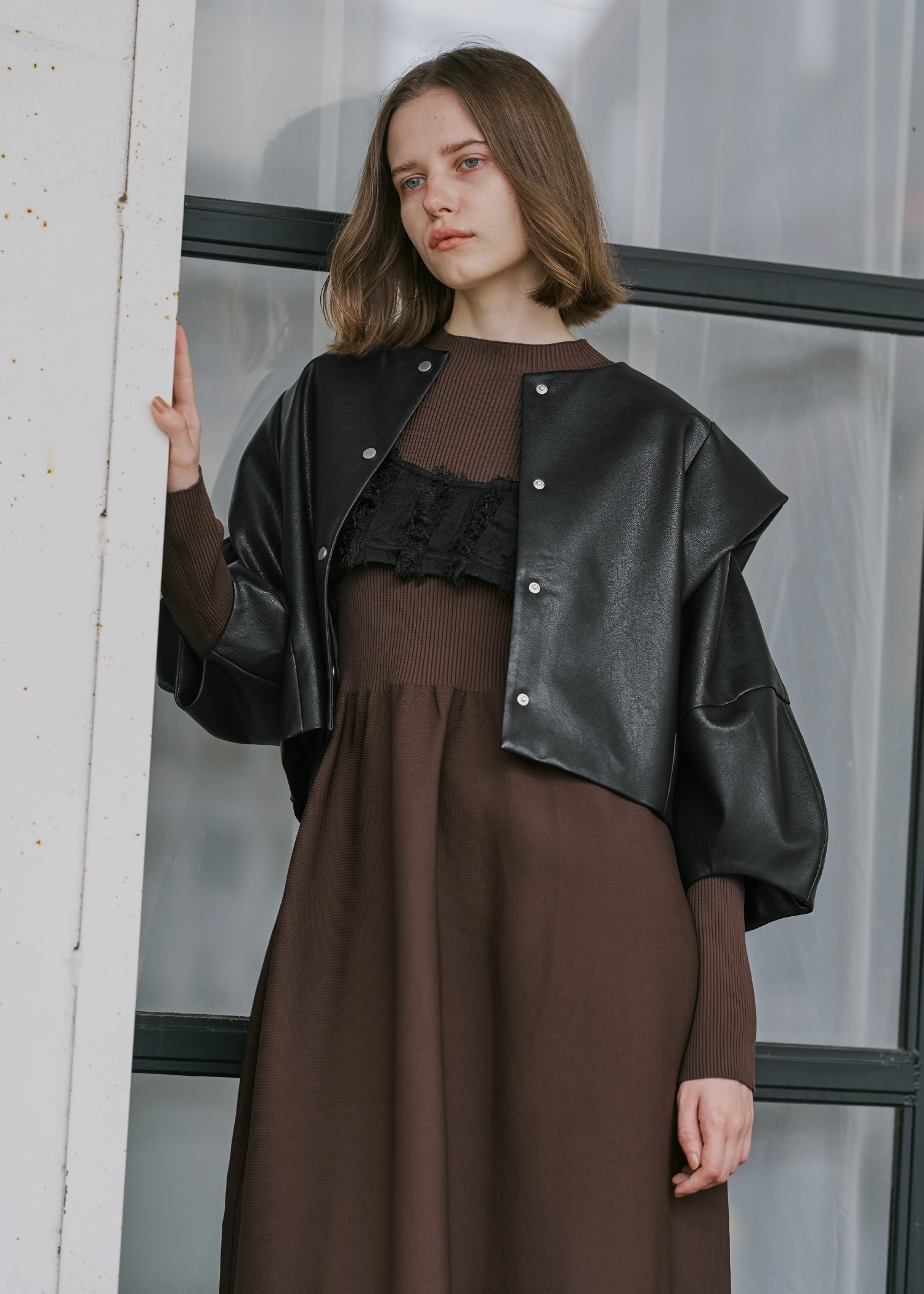 fringe tulle stripe 2way camisole