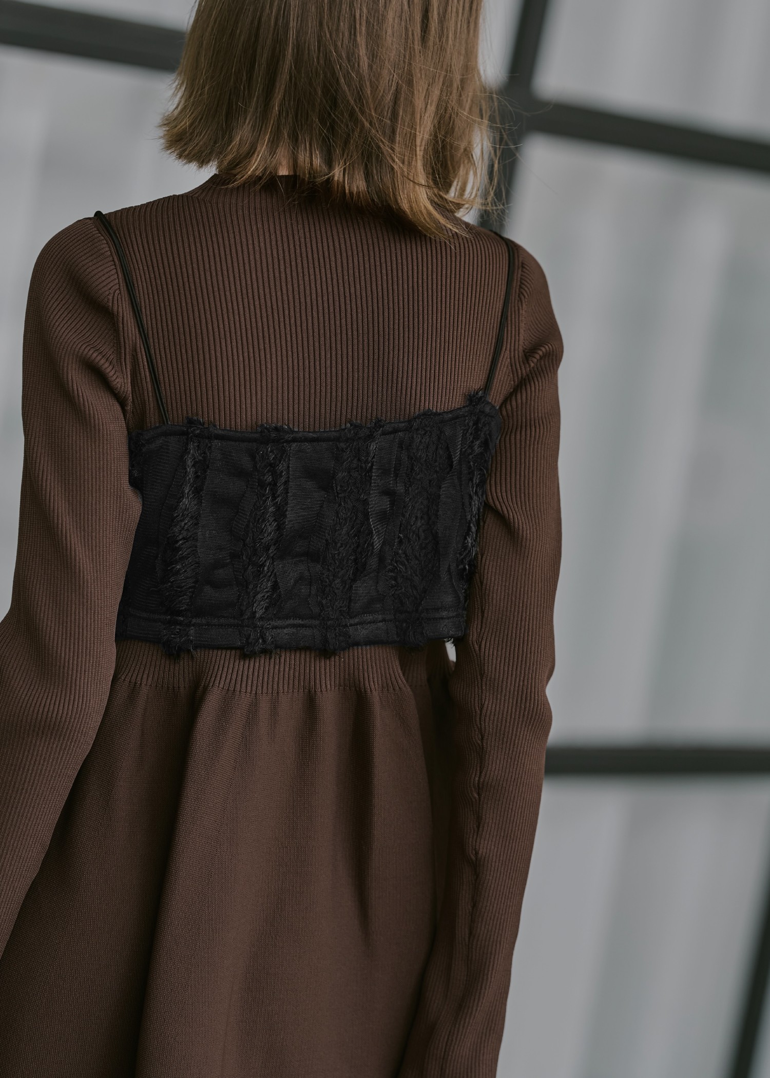 fringe tulle stripe 2way camisole