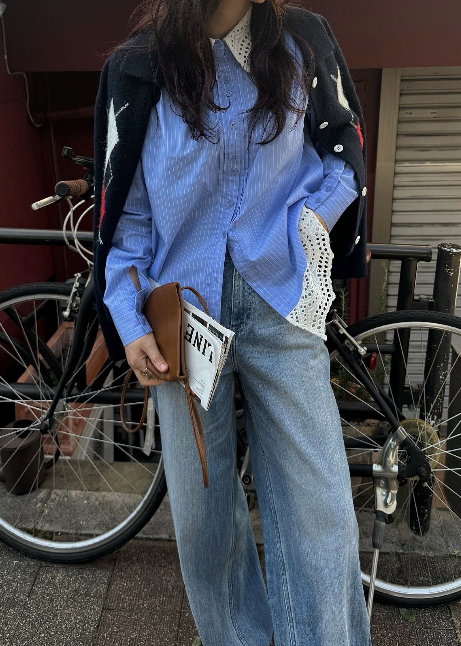 lace collar hem shoulder pintuck SH