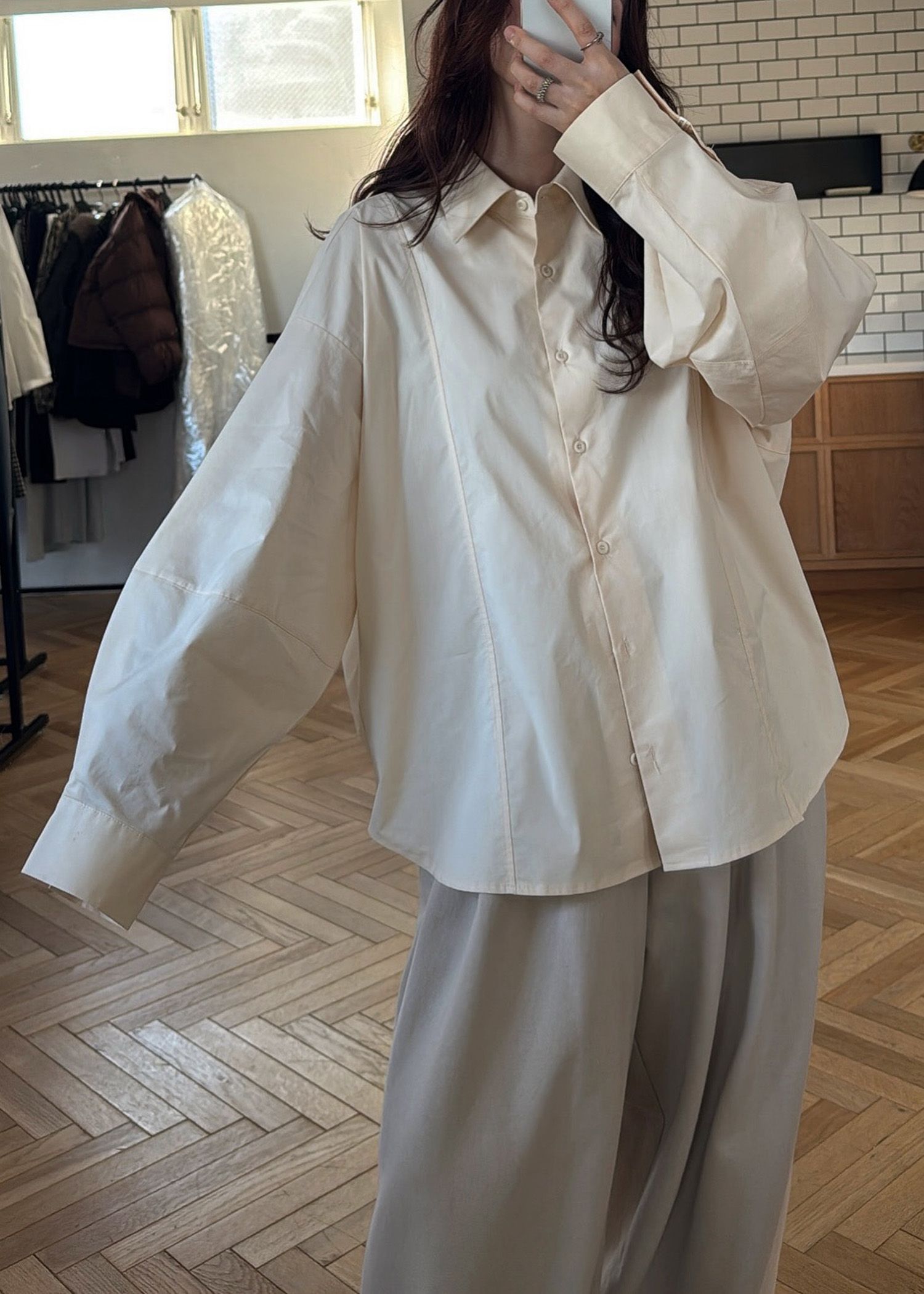 back volume statement cocoon shirt