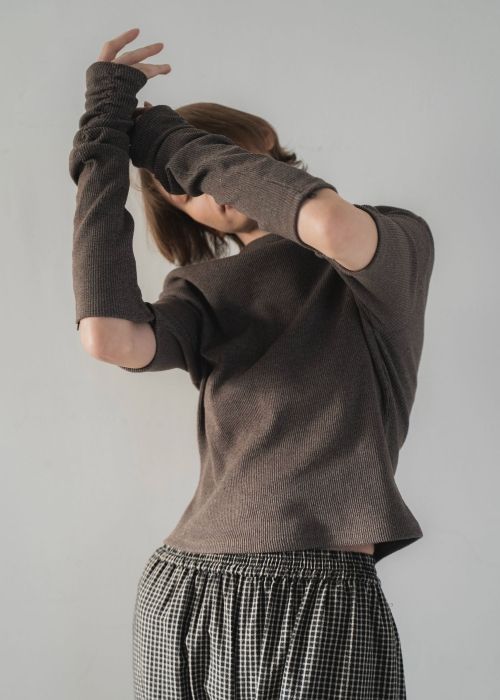 2way sleeve off shoulder rib tops