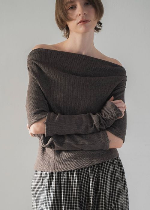 2way sleeve off shoulder rib tops