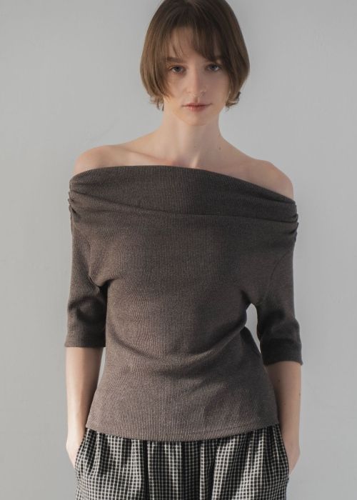 2way sleeve off shoulder rib tops