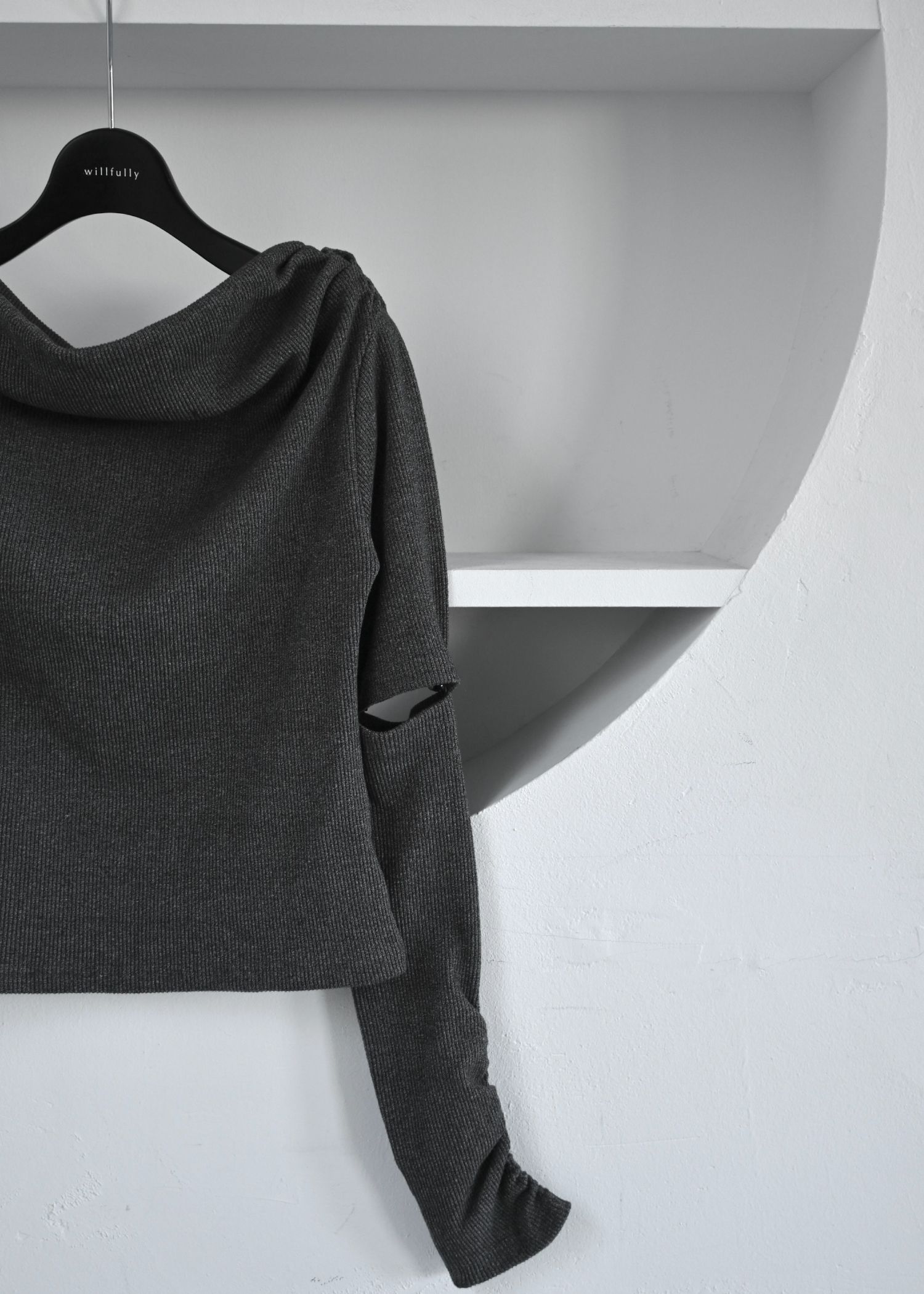 2way sleeve off shoulder rib tops