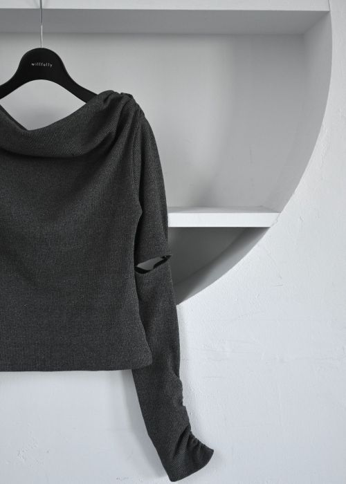 2way sleeve off shoulder rib tops