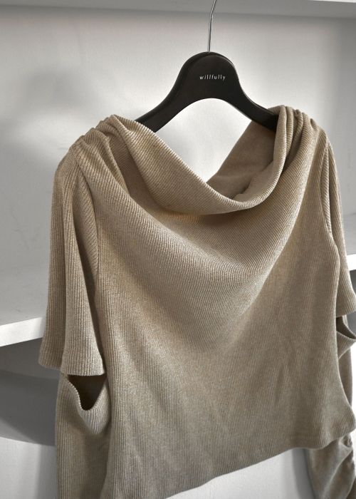 2way sleeve off shoulder rib tops