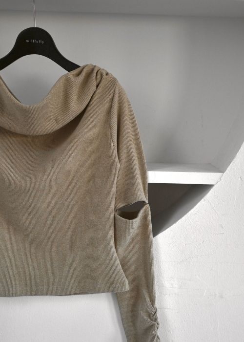 2way sleeve off shoulder rib tops
