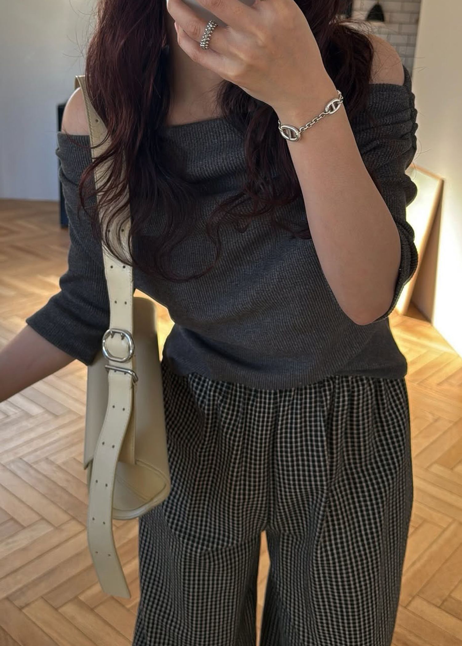 2way sleeve off shoulder rib tops