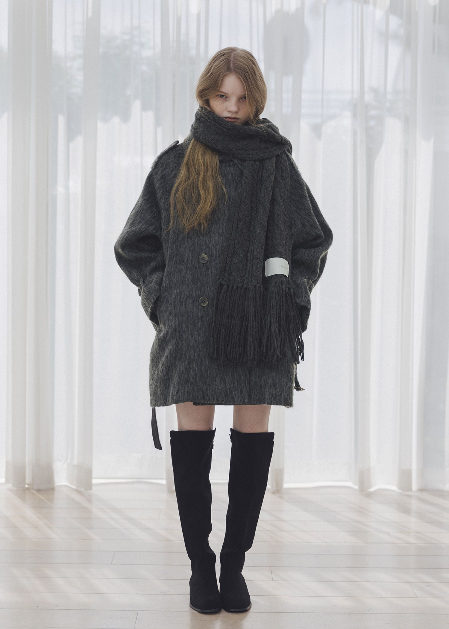 coarse knit cable fringe muffler