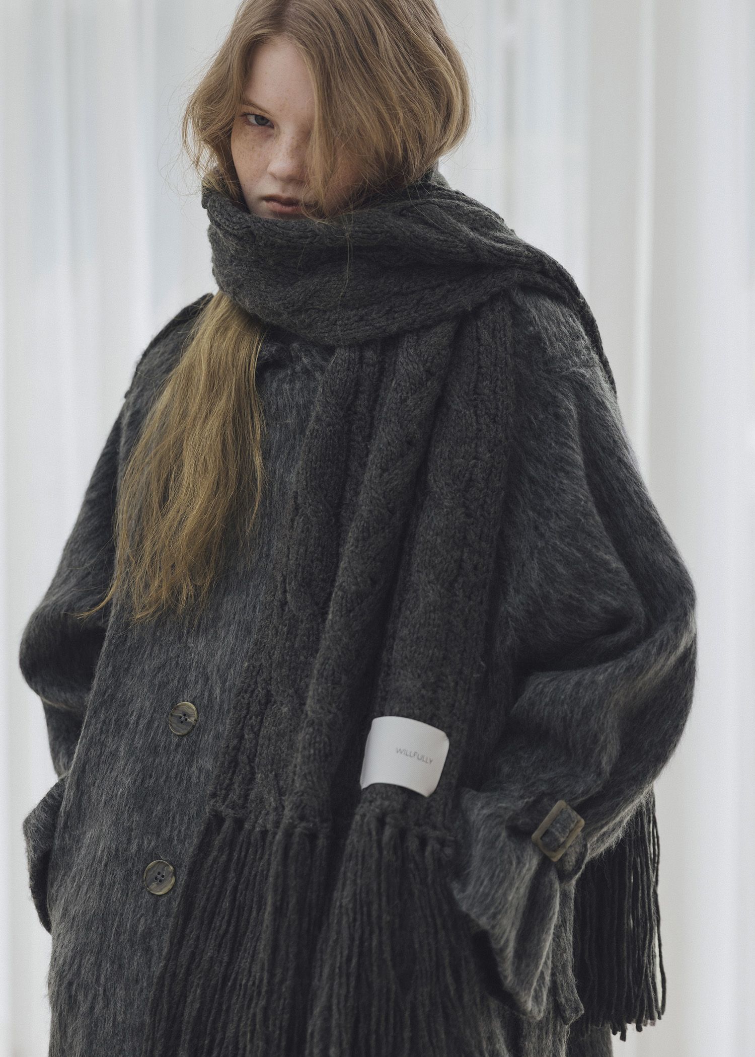 coarse knit cable fringe muffler