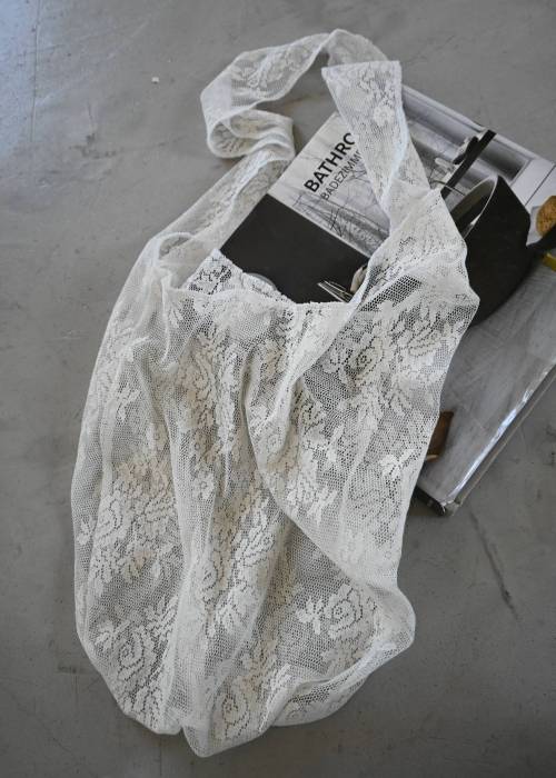 sheer mesh lace tote bag