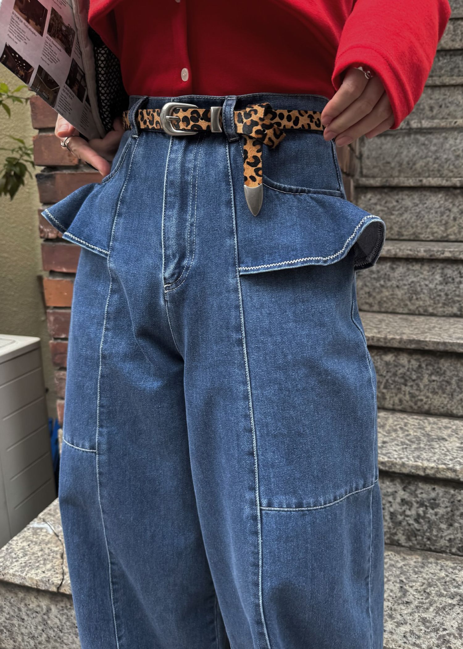 leopard print narrow belt