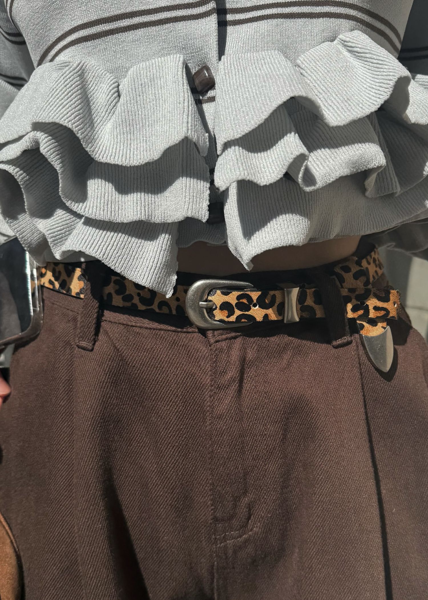 leopard print narrow belt
