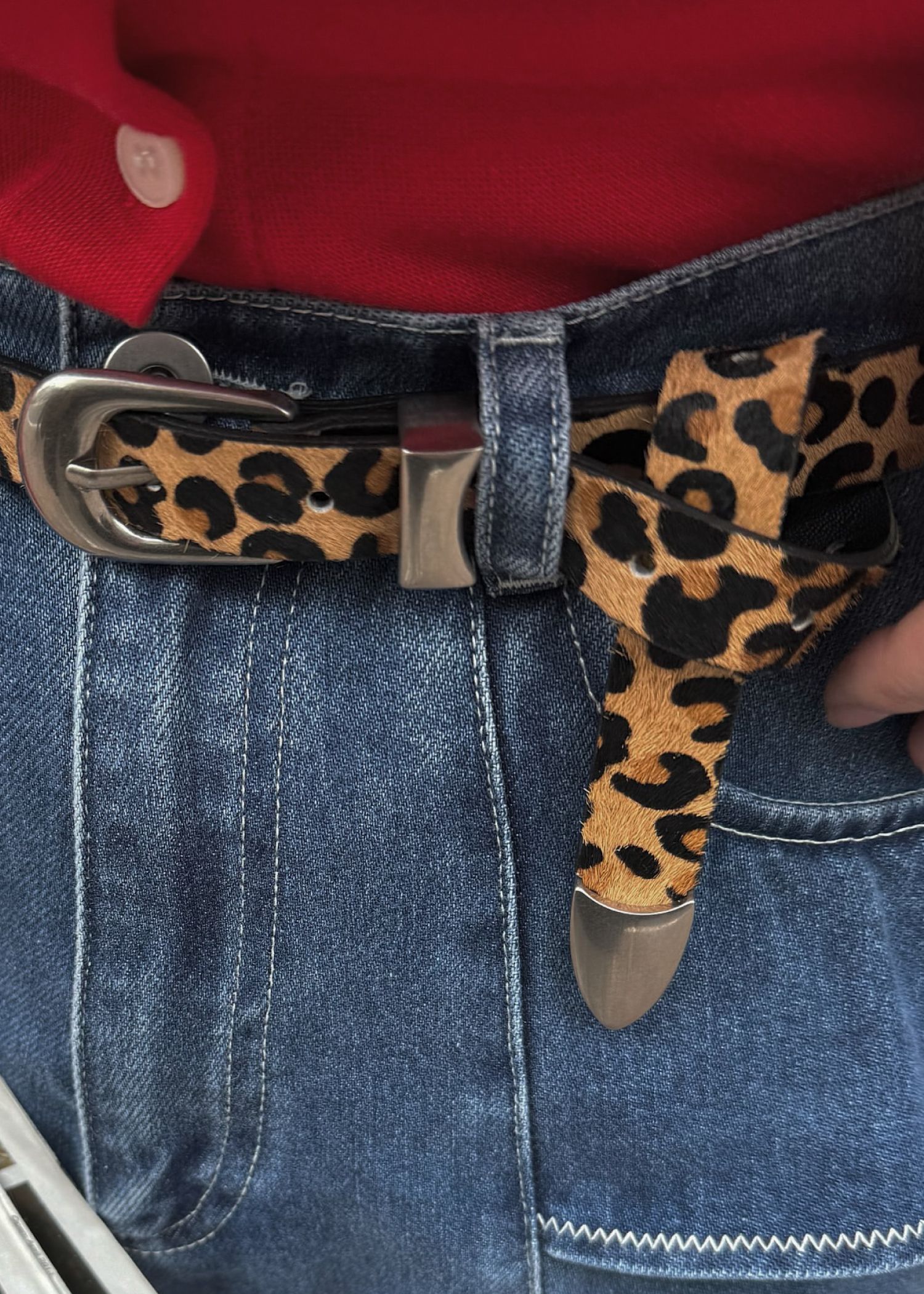 leopard print narrow belt