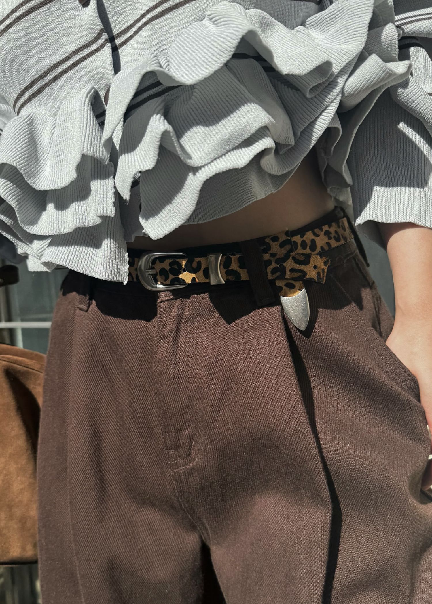 leopard print narrow belt