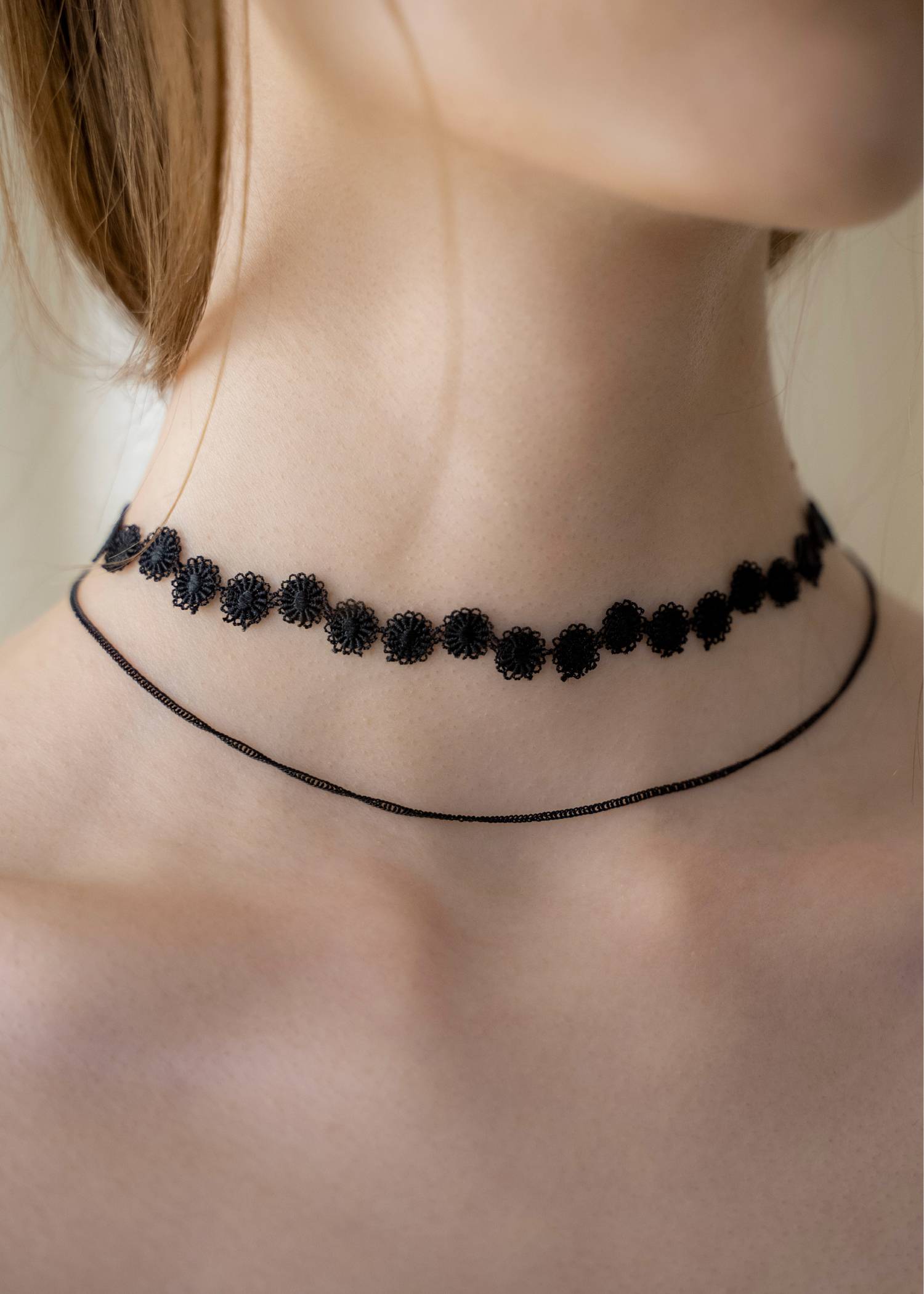 two strand lace choker necklace