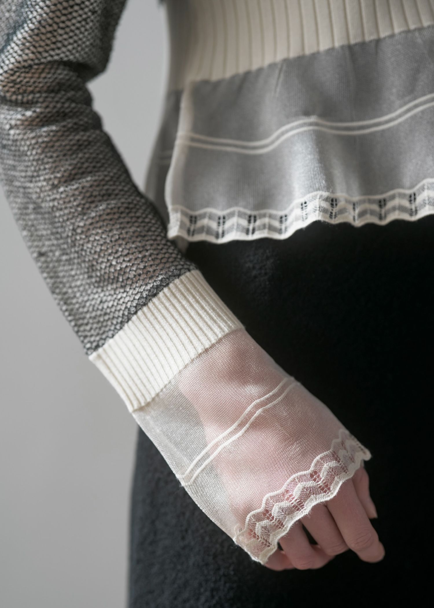 jacquard pattern sheer knit cardigan